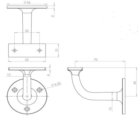 Antique Hand Rail Brackets 63mm Black - Image 2