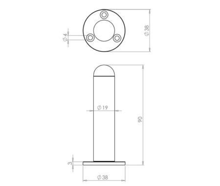Antique Wall Mounted Doorstops 90mm Black - Image 2