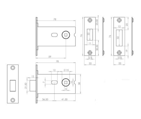 Jedo Box Deadbolts 76mm with 5mm Spindle Satin Stainless Steel - Image 2