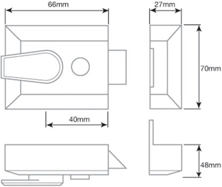 Narrow Stile Night Latches 66mm Polished Chrome - Image 2