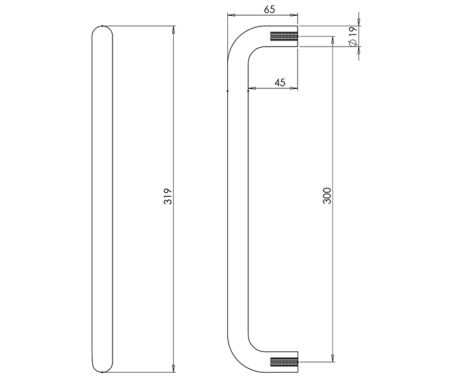 Nero D Shape Pull Handle Bolt Through Fixing 300 x 19mm Black - Image 2