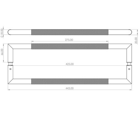 Nero Mitred Knurled Pull handles B/B Fixing 425x19mm Black - Image 2
