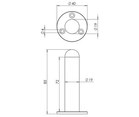 Nero Wall Mounted Door Stop on Rose 85mm Black - Image 2