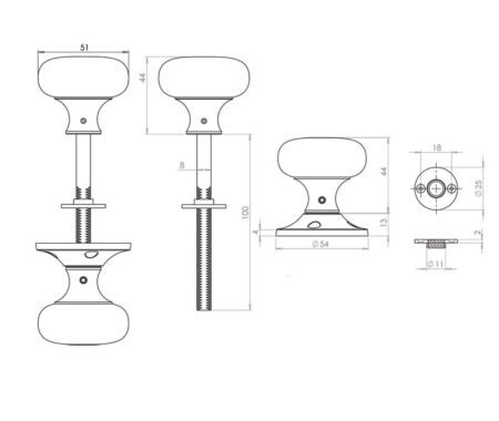 Frelan Jedo Mushroom Rim Door Knobs 50mm Polished Chrome - Image 2