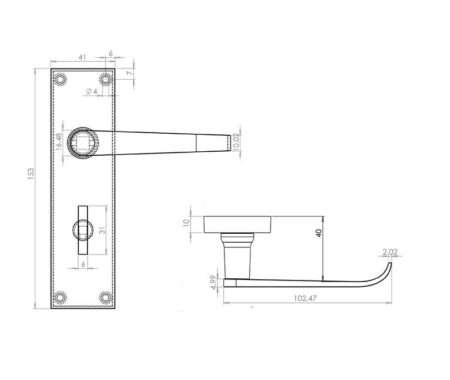 Victorian Straight Door Handle on Bathroom Plate Polished Brass - Image 2