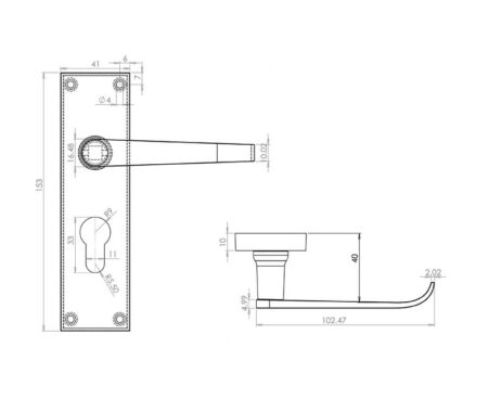 Victorian Straight Door Handles on Euro Profile Lockplate Polished Brass - Image 2