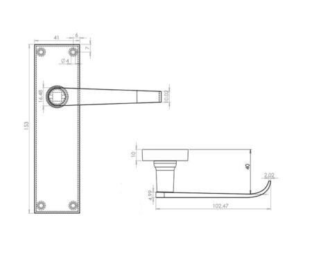 Victorian Straight Door Handles on Long Latchset Plate Polished Chrome - Image 2