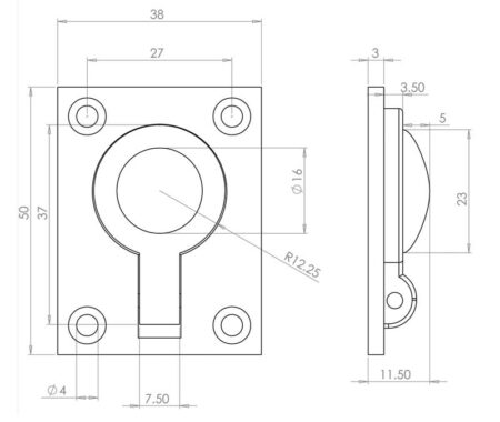 Frelan Jedo 38x50mm Flush Rings 38x50mm Polished Chrome - Image 2