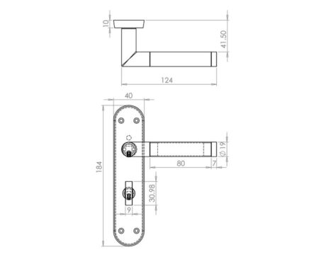 Frelan Mitred Suite Door Handle on Bathroom Plate Polished Chrome/Satin Chrome - Polished Chrome / Satin Chrome - Image 2