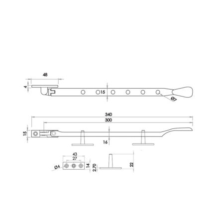Frelan Victorian Casement Stays 300mm Satin Chrome - Image 2