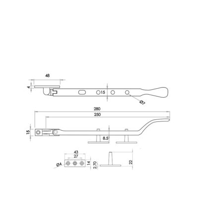 Frelan Victorian Casement Stays 250mm Polished Brass - Image 2