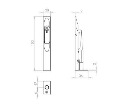 Jedo Brass Lever Action Flushbolts 150x20mm Polished Brass - Image 2