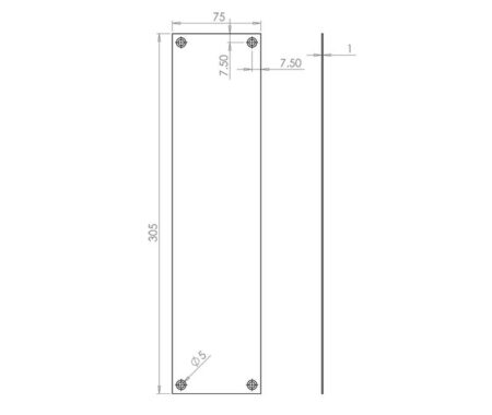 Jedo Plain Fingerplates 305x75mm Polished Brass - Image 2