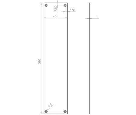 Jedo Plain Fingerplates 350x75mm Polished Brass - Image 2
