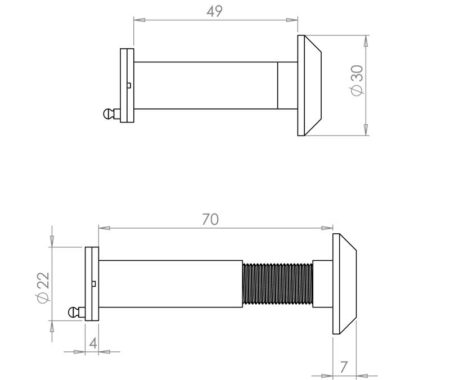Jedo 180 Degree Door Viewers to Fit 50-70mm Doors FD30/60 C/W Intumescent Polished Chrome - Image 2