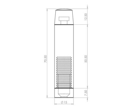 Jedo Cylinder Wall mounted Door Stop without Rose 70mm Satin Chrome - Image 2