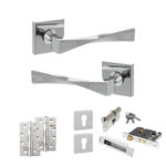 Atlantic Senza Pari Guido Door Handle Pack (Euro Lock Set - 2.5" CE Sashlock, 4" Slim Knuckle Hinges x2) - Polished Chrome