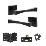 Senza Pari Guido Door Handle Pack (Latch Set - 2.5" CE Latch, 3" Fire Rated Hinges x3) - Matt Black