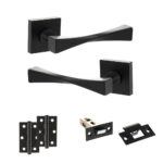 Senza Pari Guido Door Handle Pack (Latch Set - 2.5" Latch, 3" Hinges x2) - Matt Black
