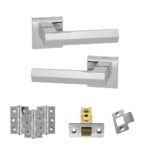 Atlantic Senza Pari Davoli Door Handle Pack (Latch Set - 2.5" CE Latch, 3" Fire Rated Hinges x3) - Polished Chrome