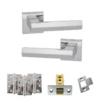 Atlantic Senza Pari Davoli Door Handle Pack (Latch Set - 3" CE Latch, 4" Fire Rated Hinges x3) - Polished Chrome