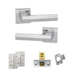Atlantic Senza Pari Davoli Door Handle Pack (Latch Set - 2.5" CE Latch, 4" Slim Knuckle Hinges x2) - Polished Chrome