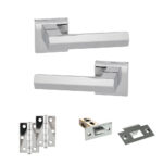 Atlantic Senza Pari Davoli Door Handle Pack (Latch Set - 2.5" Latch, 3" Hinges x2) - Polished Chrome