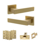 Senza Pari Panetti Door Handle Pack (Latch Set - 2.5" CE Latch, 3" Fire Rated Hinges x3) - Satin Brass