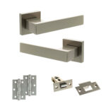 Senza Pari Panetti Door Handle Pack (Latch Set - 2.5" Latch, 3" Hinges x2) - Satin Nickel