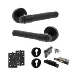 Senza Pari Andretta Door Handle Pack (Euro Lock Set - 3" CE Sashlock, 4" Slim Knuckle Hinges x2) - Matt Black