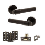 Senza Pari Andretta Door Handle Pack (Latch Set - 3" CE Latch, 3" Fire Rated Hinges x3) - Urban Dark Bronze