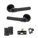 Senza Pari Fasana Door Handle Pack (Latch Set - 3" CE Latch, 4" Slim Knuckle Hinges x2) - Matt Black