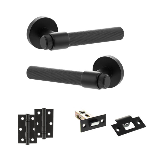 Senza Pari Fasana Door Handle Pack (Latch Set - 2.5" Latch, 3" Hinges x2) - Matt Black
