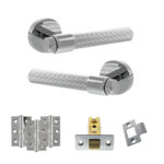 Senza Pari Fasana Door Handle Pack (Latch Set - 2.5" CE Latch, 3" Fire Rated Hinges x3) - Polished Chrome
