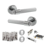 Senza Pari Fasana Door Handle Pack (Euro Lock Set - 3" CE Sashlock, 4" Fire Rated Hinges x3) - Polished Chrome