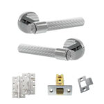Senza Pari Fasana Door Handle Pack (Latch Set - 2.5" CE Latch, 4" Slim Knuckle Hinges x2) - Polished Chrome