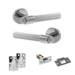 Senza Pari Fasana Door Handle Pack (Latch Set - 2.5" Latch, 3" Hinges x2) - Polished Chrome