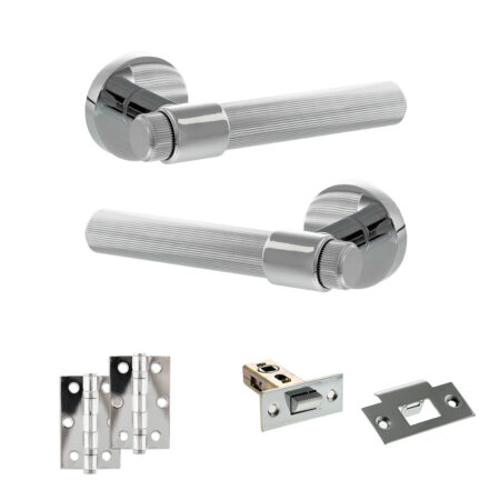 Senza Pari Fasana Door Handle Pack (Latch Set - 2.5" Latch, 3" Hinges x2) - Polished Chrome