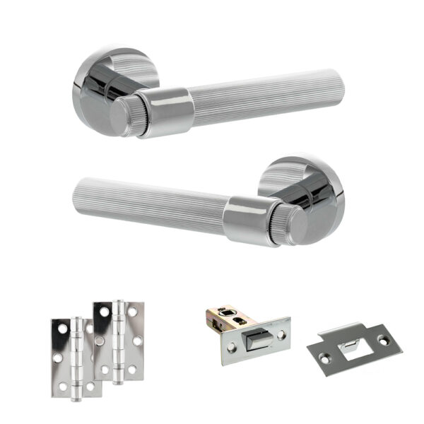 Senza Pari Fasana Door Handle Pack (Latch Set - 2.5" Latch, 3" Hinges x2) - Polished Chrome