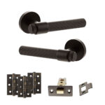 Senza Pari Fasana Door Handle Pack (Latch Set - 2.5" CE Latch, 3" Fire Rated Hinges x3) - Urban Dark Bronze