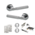 Senza Pari Rosarno Door Handle Pack (Euro Lock Set - 2.5" CE Sashlock, 4" Slim Knuckle Hinges x2) - Polished Chrome