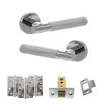 Senza Pari Rosarno Door Handle Pack (Latch Set - 3" CE Latch, 4" Fire Rated Hinges x3) - Polished Chrome