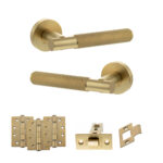 Atlantic Senza Pari Rosarno Door Handle Pack (Latch Set - 2.5" CE Latch, 4" Fire Rated Hinges x3) - Satin Brass