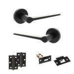 Atlantic Senza Pari Laviano Door Handle Pack (Latch Set - 2.5" Latch, 3" Hinges x2) - Matt Black