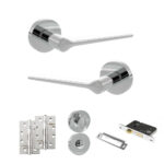 Atlantic Senza Pari Laviano Door Handle Pack (Bathroom Set - 3" CE Bathroom Lock, 4" Slim Knuckle Hinges x2) - Polished Chrome