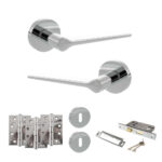 Atlantic Senza Pari Laviano Door Handle Pack (3 Lever Lock Set - 2.5" CE Sashlock, 4" Fire Rated Hinges x3) - Polished Chrome