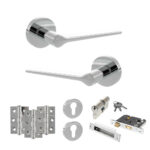 Atlantic Senza Pari Laviano Door Handle Pack (Euro Lock Set - 3" CE Sashlock, 3" Fire Rated Hinges x3) - Polished Chrome