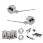 Atlantic Senza Pari Laviano Door Handle Pack (Euro Lock Set - 2.5" CE Sashlock, 4" Fire Rated Hinges x3) - Polished Chrome