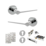Atlantic Senza Pari Laviano Door Handle Pack (Euro Lock Set - 2.5" CE Sashlock, 4" Slim Knuckle Hinges x2) - Polished Chrome