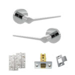 Atlantic Senza Pari Laviano Door Handle Pack (Latch Set - 2.5" CE Latch, 4" Slim Knuckle Hinges x2) - Polished Chrome
